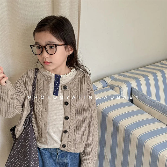 キッズカーディガン ニット ルーズジャケット 2カラー - mamahalo shop - カーディガン・パーカー -  べビー服 - 子供服 - 男の子 - 女の子