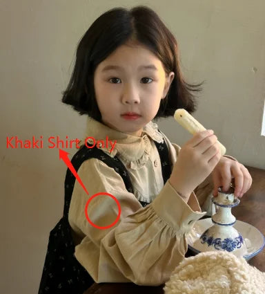 -キッズトップス/ワンピース フリル丸襟シャツブラウス/フラワープリントサスペンダーワンピース【mh0007421】 - mamahalo shop - 長袖セットアップ -  べビー服 - 子供服 - 男の子 - 女の子