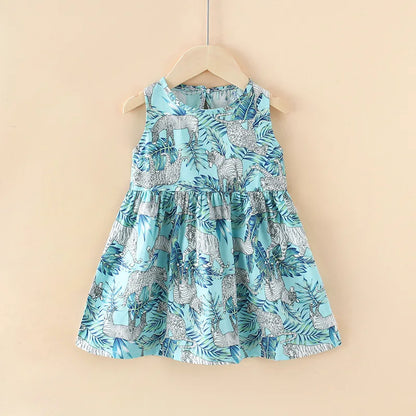 -キッズワンピース ノースリーブプリントワンピース アニマル/幾何学/フラワープリント【mh0005973】 - mamahalo shop - ノースリーブワンピース -  べビー服 - 子供服 - 男の子 - 女の子