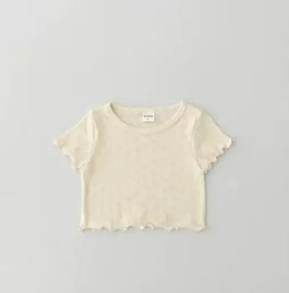 -ベビートップス ハートレースニット 半袖Tシャツ パステル 4カラー - mamahalo shop - 半袖Tシャツ -  べビー服 - 子供服 - 男の子 - 女の子