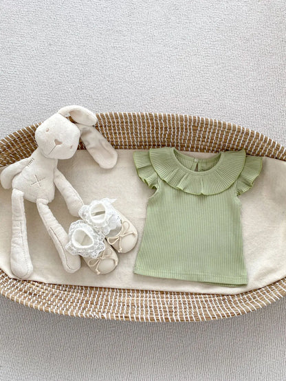 -ベビートップス サークルフリル襟 半袖Tシャツ カットソー 5カラー【mh0005599】 - mamahalo shop - 半袖Tシャツ -  べビー服 - 子供服 - 男の子 - 女の子