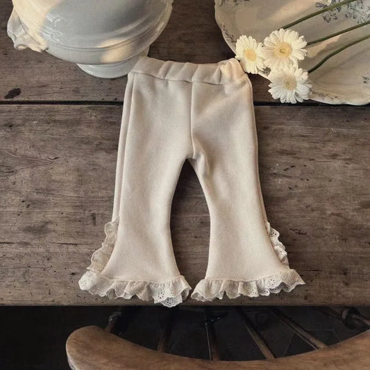 -ベビーパンツ フリルレース フリースフレアパンツ - mamahalo shop - ロングパンツ・スウェットパンツ -  べビー服 - 子供服 - 男の子 - 女の子