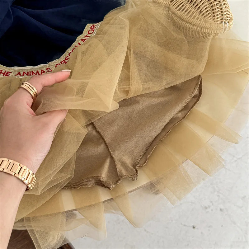 -キッズスカート チュチュ チュールスカート ティアードスカート レターロゴウエスト 2カラー - mamahalo shop - スカート -  べビー服 - 子供服 - 男の子 - 女の子
