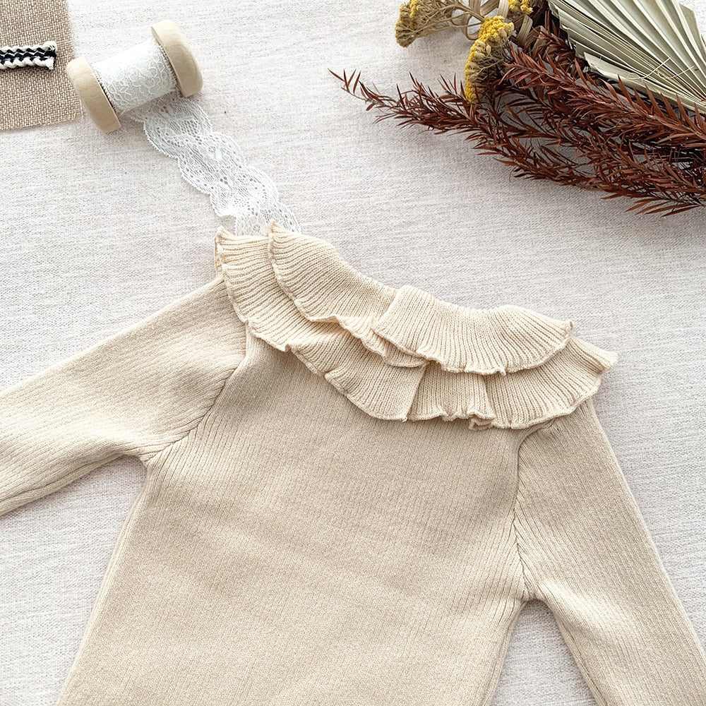 -ベビー キッズ ニット フリルカラー カットソー シャツ トップス セーター 4カラー ガールズ【mh0002321】 - mamahalo shop - ニット・セーター -  べビー服 - 子供服 - 男の子 - 女の子