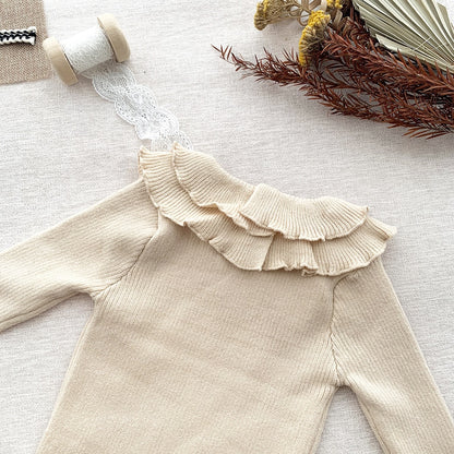 -ベビー キッズ ニット フリルカラー カットソー シャツ トップス セーター 4カラー ガールズ【mh0002321】 - mamahalo shop - ニット・セーター -  べビー服 - 子供服 - 男の子 - 女の子