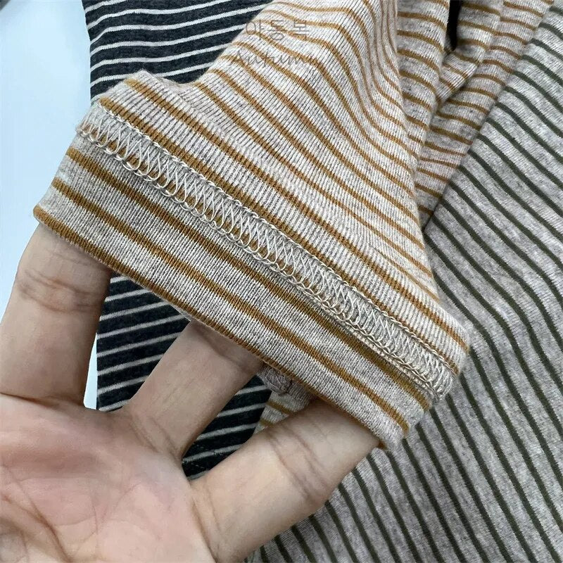 -キッズ ハイネックTシャツ ボーダー シンプルベーシック インナー 4カラー ユニセックス 男の子 女の子 子供服 - mamahalo shop - 長袖Tシャツ -  べビー服 - 子供服 - 男の子 - 女の子