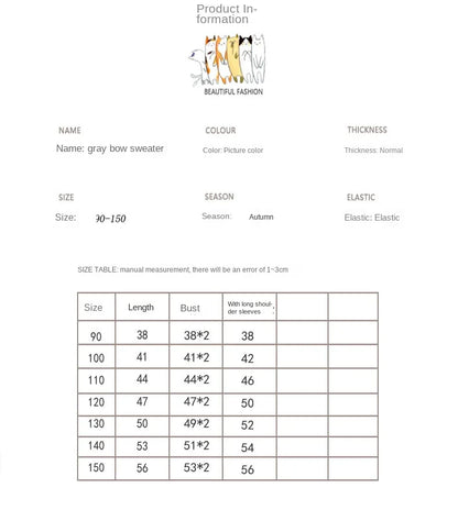 -キッズトップス ビッグリボン長袖ニットセーター グレー - mamahalo shop - ニット・セーター -  べビー服 - 子供服 - 男の子 - 女の子