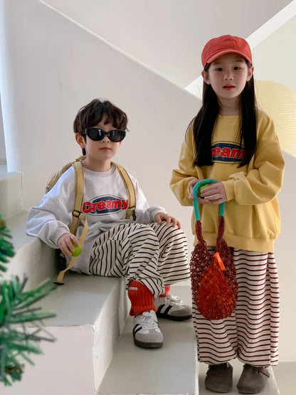 -キッズパンツ ボーダー柄 スウェットロングパンツ レッド/ホワイト/2カラー - mamahalo shop - ロングパンツ・スウェットパンツ -  べビー服 - 子供服 - 男の子 - 女の子