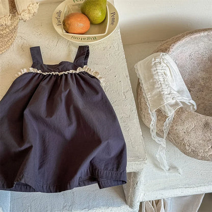 -キッズワンピース フリルノースリーブシンプルワンピース 2カラー - mamahalo shop - ノースリーブワンピース -  べビー服 - 子供服 - 男の子 - 女の子