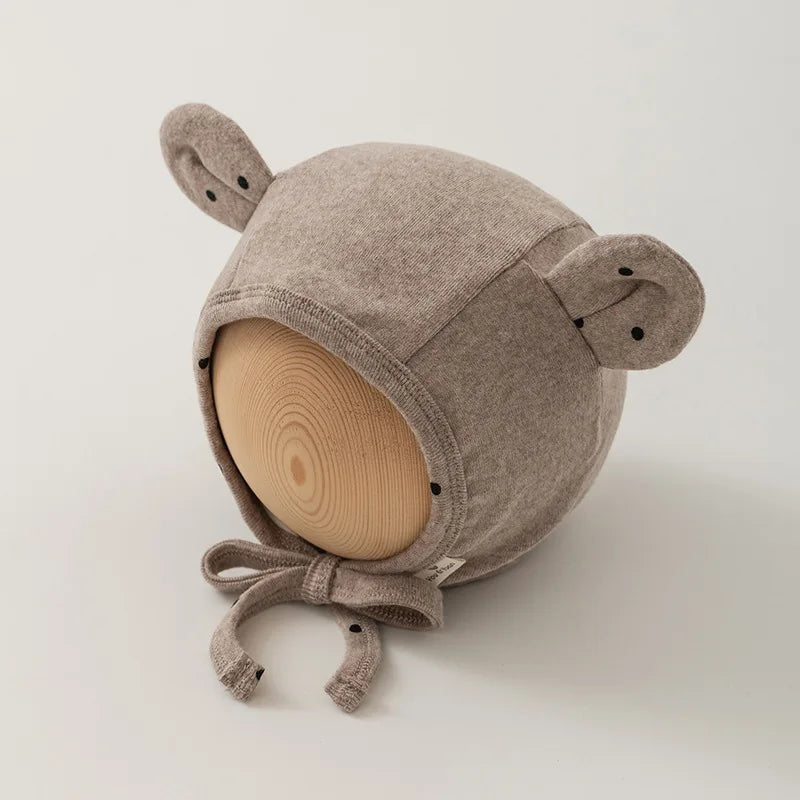 -ベビー帽子 水玉ドット羊耳付きボンネット帽子 3カラー【mh0006960】 - mamahalo shop - ベビー用帽子 -  べビー服 - 子供服 - 男の子 - 女の子