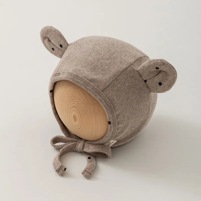 -ベビー帽子 水玉ドット羊耳付きボンネット帽子 3カラー【mh0006960】 - mamahalo shop - ベビー用帽子 -  べビー服 - 子供服 - 男の子 - 女の子