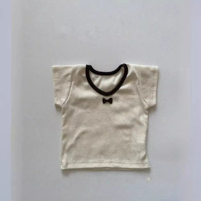 -ベビートップス 半袖Tシャツ リボン 3カラー - mamahalo shop - 半袖Tシャツ -  べビー服 - 子供服 - 男の子 - 女の子
