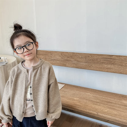 -キッズ ニット シンプル ベーシック カーディガン ユニセックス - mamahalo shop - カーディガン・パーカー -  べビー服 - 子供服 - 男の子 - 女の子