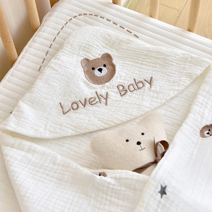 -ベビーブランケット おくるみ スワドル ベアくま うさぎバニー 刺繍 - mamahalo shop - ベビーブランケット・タオル -  べビー服 - 子供服 - 男の子 - 女の子