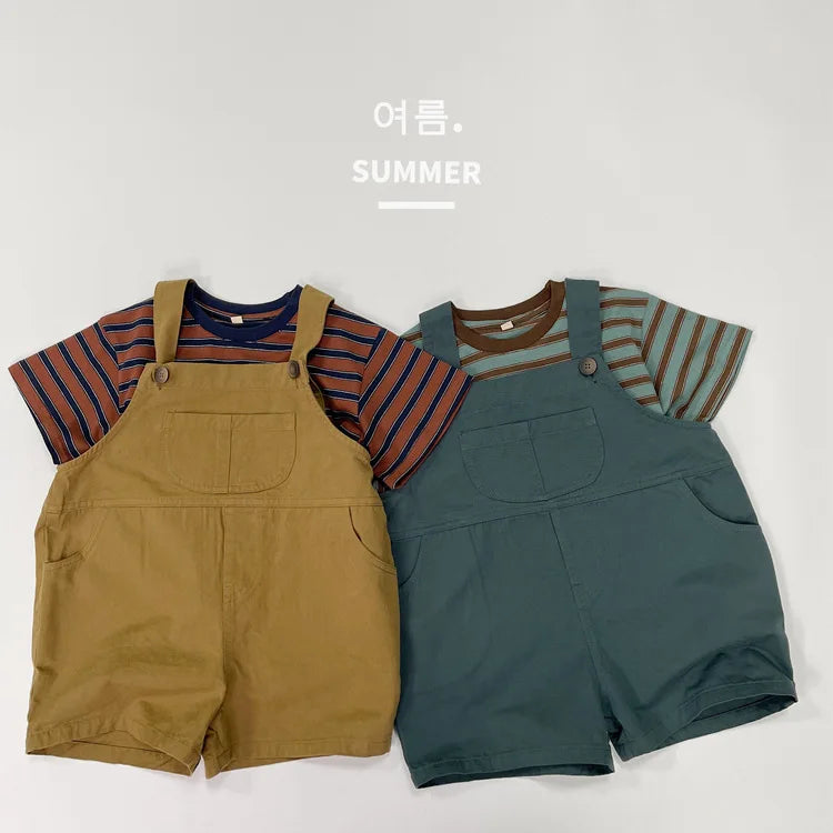 -キッズトップス レトロボーダー 半袖Tシャツ 2カラー - mamahalo shop - 半袖Tシャツ -  べビー服 - 子供服 - 男の子 - 女の子