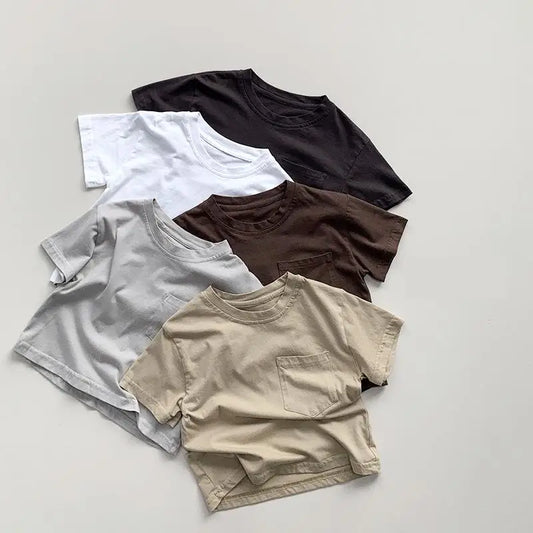 -キッズトップス 半袖ポケットTシャツ シンプルベーシック 5カラー【mh0005518】 - mamahalo shop - 半袖Tシャツ -  べビー服 - 子供服 - 男の子 - 女の子