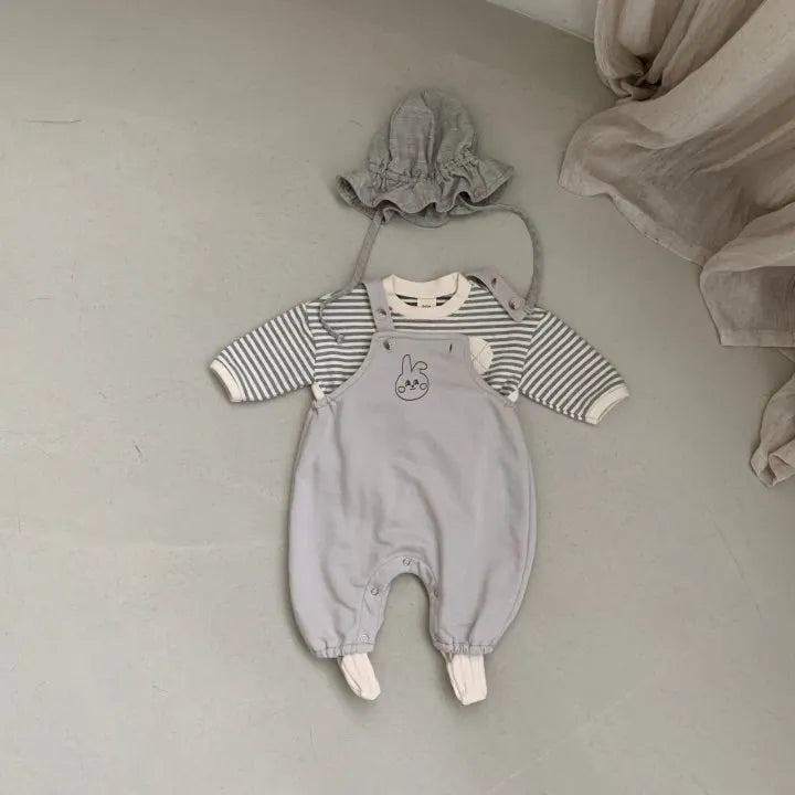 -ベビートップス/ジャンプスーツ ボーダー長袖Tシャツ/うさぎオーバーオールロンパース【mh0006801】 - mamahalo shop - 長袖セットアップ -  べビー服 - 子供服 - 男の子 - 女の子