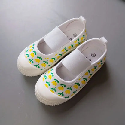 -ベビー キッズ みずたま チェック さくらんぼ あひる スマイル キャンバス バレエ シューズ 上履き - mamahalo shop - 靴 -  べビー服 - 子供服 - 男の子 - 女の子