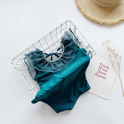 -キッズ水着 ワンピース レースフリル ガールズ スイムウェア【mh0005123】 - mamahalo shop - ベビー用水着 -  べビー服 - 子供服 - 男の子 - 女の子