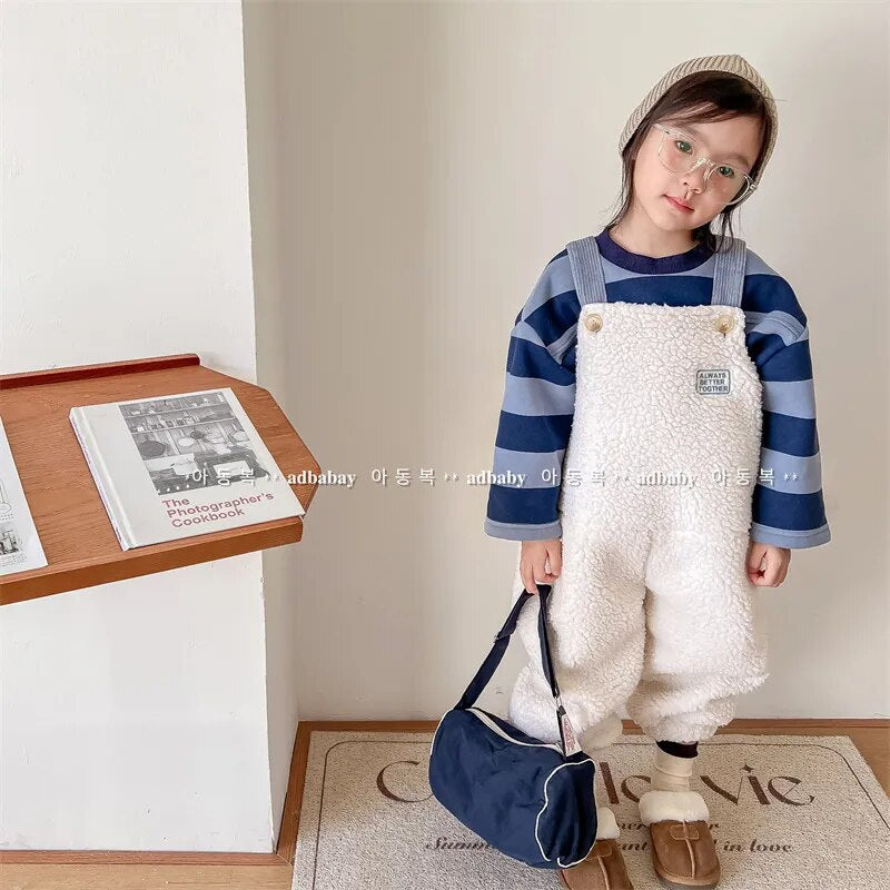 -キッズ ボアフリース サスペンダー パンツ サロペット - mamahalo shop - サロペットパンツ・サスペンダーパンツ -  べビー服 - 子供服 - 男の子 - 女の子