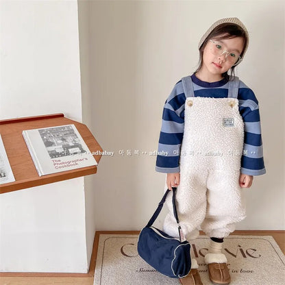 -キッズ ボアフリース サスペンダー パンツ サロペット - mamahalo shop - サロペットパンツ・サスペンダーパンツ -  べビー服 - 子供服 - 男の子 - 女の子