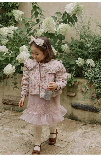 -キッズアウター コート フラワー 花柄プリントジャケット 2カラー ガールズ 女の子 子供服 - mamahalo shop - ショートコート・ジャケット・ジャンパー -  べビー服 - 子供服 - 男の子 - 女の子