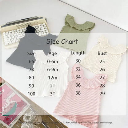 -ベビートップス フリルカラー ノースリーブTシャツ 5カラー - mamahalo shop - タンクトップ・キャミソール・ノースリーブトップス -  べビー服 - 子供服 - 男の子 - 女の子