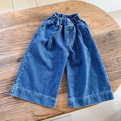 -キッズパンツ ソフトデニムルーズワイドバギーパンツ 2カラー【mh0006690】 - mamahalo shop - デニムパンツ -  べビー服 - 子供服 - 男の子 - 女の子