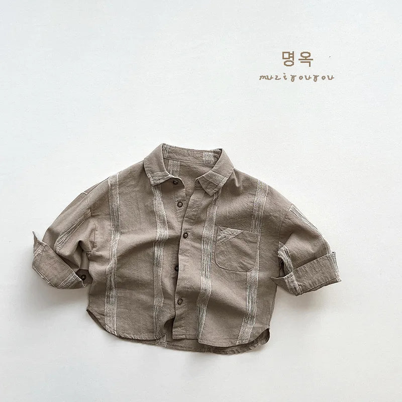 -キッズトップス 長袖シャツ 幾何学 ストライプ 2カラー - mamahalo shop - 長袖シャツ・ブラウス -  べビー服 - 子供服 - 男の子 - 女の子