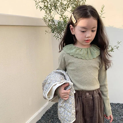 キッズ レースカラー カットソー ニット セーター 4カラー ガールズ 女の子 子供服 - mamahalo shop - ニット・セーター - ベビー服 - 子供服 - 男の子 - 女の子