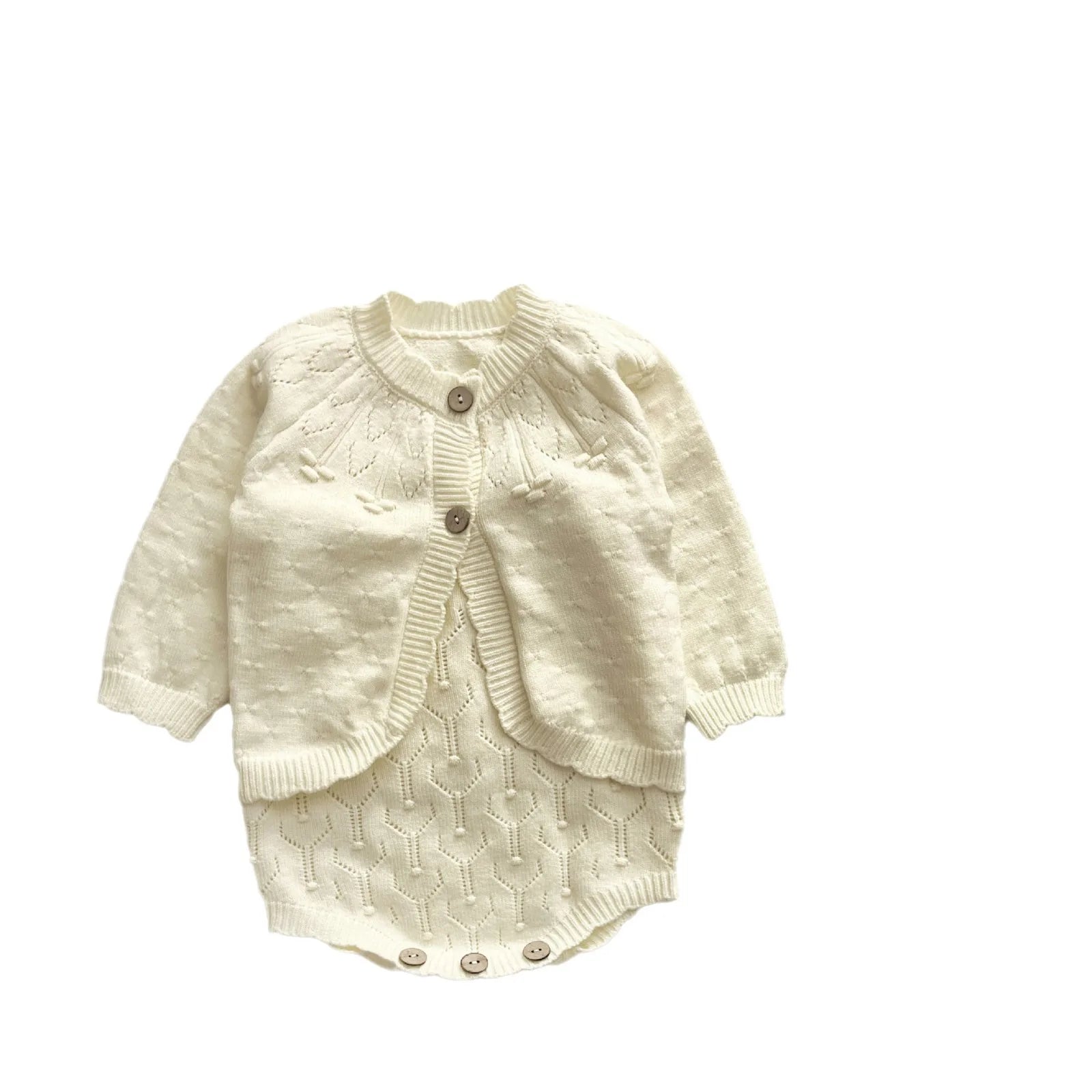 -ベビーカーディガン ロンパース ニットカーディガンセーター ニットサスペンダーボディスーツ 2カラー【mh0004401】 - mamahalo shop - カーディガン・パーカー -  べビー服 - 子供服 - 男の子 - 女の子