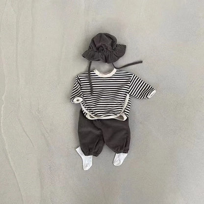 -ベビートップス シンプルベーシック ボーダー 長袖Tシャツ 2カラー【mh0006143】 - mamahalo shop - 長袖Tシャツ -  べビー服 - 子供服 - 男の子 - 女の子