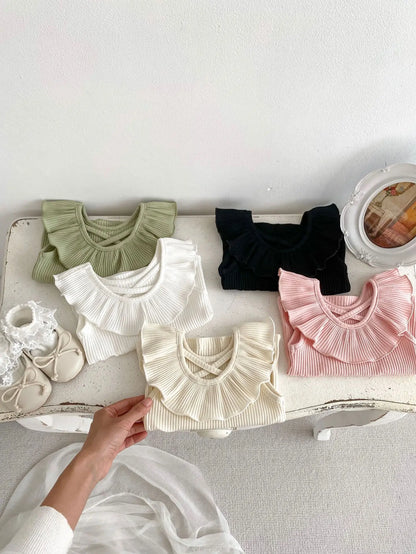 -ベビートップス フリルカラー ノースリーブTシャツ 5カラー - mamahalo shop - タンクトップ・キャミソール・ノースリーブトップス -  べビー服 - 子供服 - 男の子 - 女の子