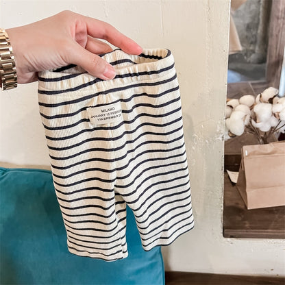 -キッズ ボーダー ハーフ レギンス パンツ グレー ブラック ユニセックス【mh0002109】 - mamahalo shop - レギンスパンツ -  べビー服 - 子供服 - 男の子 - 女の子