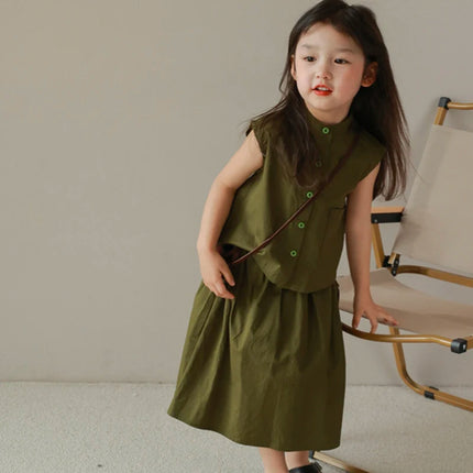 ☺︎ キッズセットアップ 2点セット ノースリーブブラウス+スカート - mamahalo shop - ノースリーブセットアップ -  べビー服 - 子供服 - 男の子 - 女の子