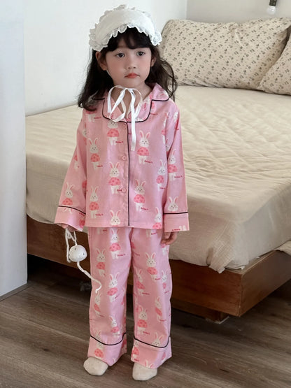 -キッズパジャマセット アニマルプリント長袖シャツ+ロングパンツ 5カラー【mh0007314】 - mamahalo shop - 長袖パジャマ -  べビー服 - 子供服 - 男の子 - 女の子