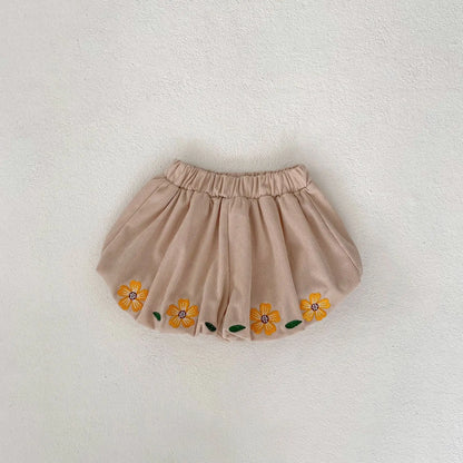 -ベビートップス/パンツ 長袖パフスリーブTシャツブラウス/フラワー刺繍バルーンショートパンツ【mh0005211】 - mamahalo shop - ハーフパンツ・ショートパンツ -  べビー服 - 子供服 - 男の子 - 女の子