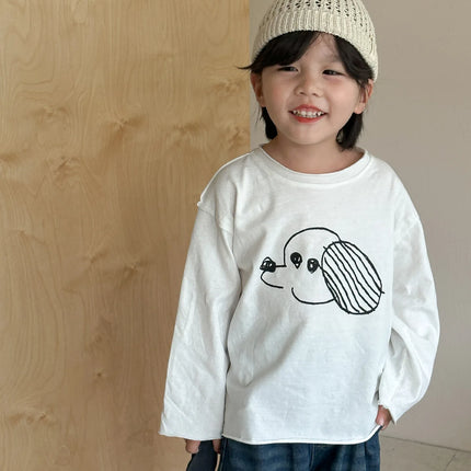 キッズトップス 長袖Tシャツ 手書き風犬ドッグプリント 2カラー - mamahalo shop - 長袖Tシャツ -  べビー服 - 子供服 - 男の子 - 女の子