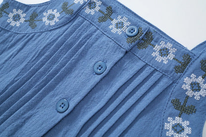 -キッズセットアップ 2点セット キャミソールトップス+ワイドルーズパンツ フラワー花柄刺繍 2カラー - mamahalo shop - ノースリーブセットアップ -  べビー服 - 子供服 - 男の子 - 女の子