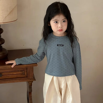 キッズトップス 長袖水玉ドットプリントTシャツ ベーシック6カラー - mamahalo shop - 長袖Tシャツ -  べビー服 - 子供服 - 男の子 - 女の子