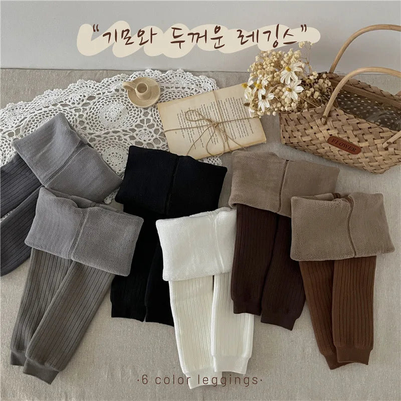 -キッズレギンスパンツ リブニットタイツ レギパン 裏フリース 6カラー - mamahalo shop - ベビー用靴下・タイツ -  べビー服 - 子供服 - 男の子 - 女の子