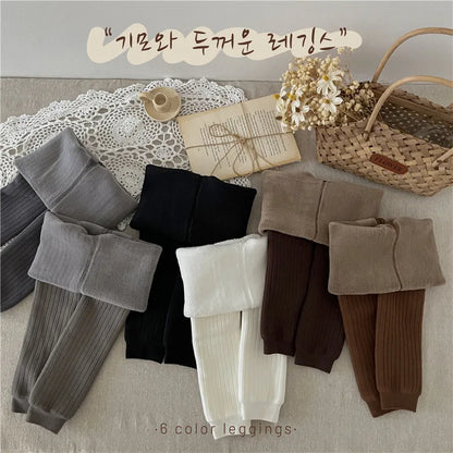 -キッズレギンスパンツ リブニットタイツ レギパン 裏フリース 6カラー - mamahalo shop - ベビー用靴下・タイツ -  べビー服 - 子供服 - 男の子 - 女の子