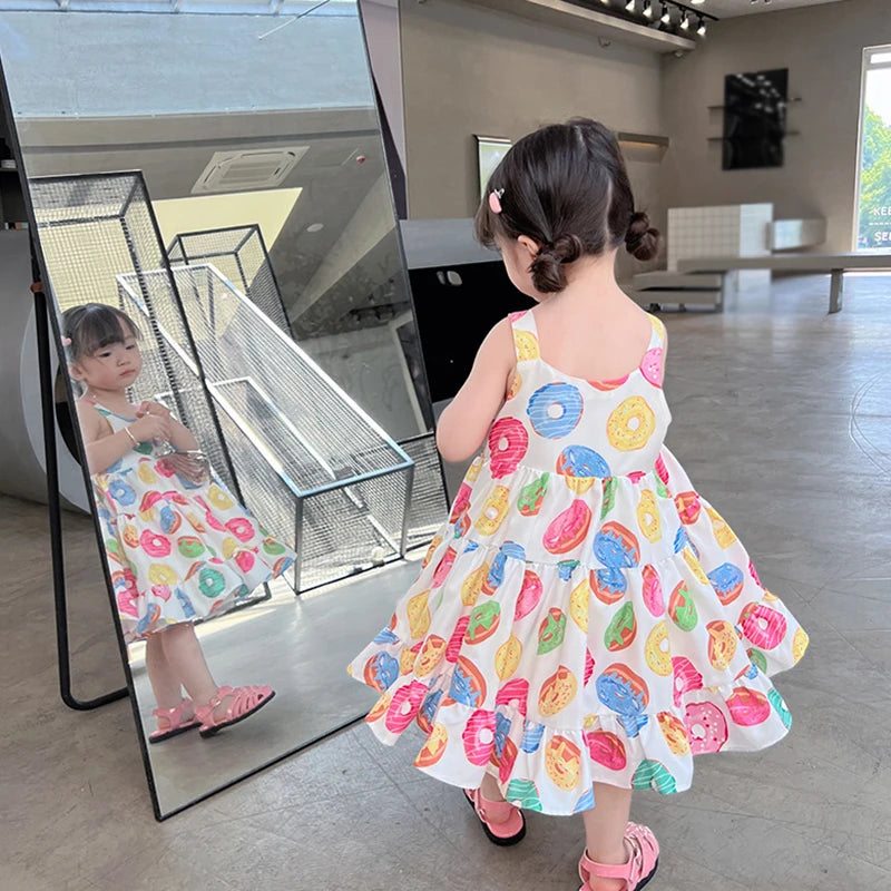 -キッズワンピースノースリーブワンピース ドーナツプリント【mh0005970】 - mamahalo shop - ノースリーブワンピース -  べビー服 - 子供服 - 男の子 - 女の子