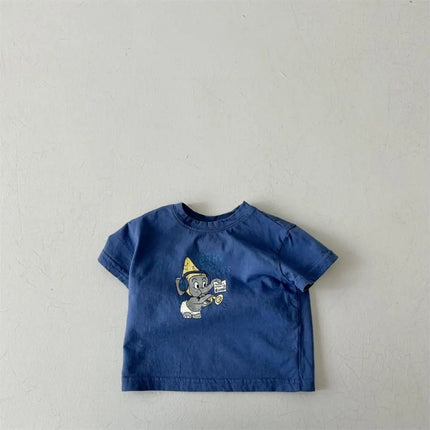 ベビートップス 半袖プリントTシャツ 象エレファント 2カラー - mamahalo shop - 半袖Tシャツ - ベビー服 - 子供服 - 男の子 - 女の子