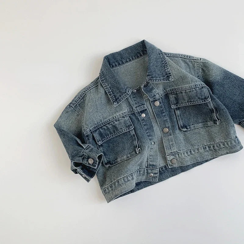 -キッズアウター ルーズデニムジャケットGジャン【mh0007379】 - mamahalo shop - ショートコート・ジャケット・ジャンパー -  べビー服 - 子供服 - 男の子 - 女の子