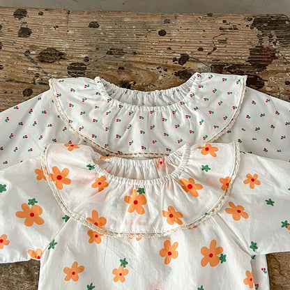 -ベビーサロペット 長袖Tシャツ デニムサスペンダーパンツ オーバーオール フリル長袖ブラウス - mamahalo shop - サロペットパンツ・サスペンダーパンツ -  べビー服 - 子供服 - 男の子 - 女の子