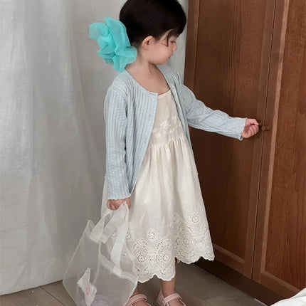 キッズワンピース スカラップレース刺繍キャミソールワンピース - mamahalo shop - ノースリーブワンピース -  べビー服 - 子供服 - 男の子 - 女の子