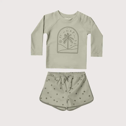 -キッズ水着 セパレート 長袖トップス+パンツ スイムウェア ラッシュガード ボーイズ 2カラー【mh0005809】 - mamahalo shop - ベビー用水着 -  べビー服 - 子供服 - 男の子 - 女の子