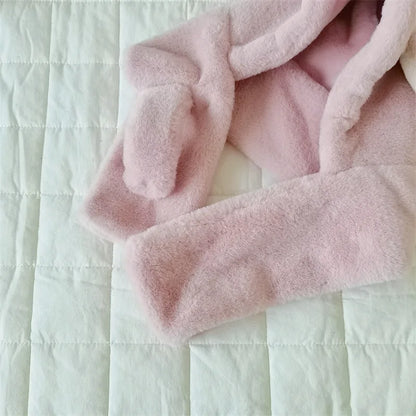 -ベビーキッズマフラー付き帽子 耳付き帽子 ネックウォーマー イヤーマフ ボアフリース 3カラー ユニセックス 男の子 女の子 子供服 - mamahalo shop - ベビー用帽子 -  べビー服 - 子供服 - 男の子 - 女の子