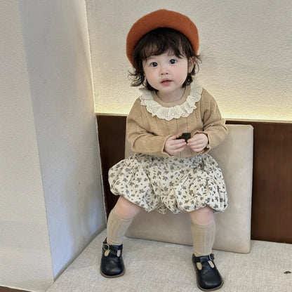 -ベビーキッズパンツ フラワー小花柄バルーンかぼちゃパンツ 2カラー - mamahalo shop - ハーフパンツ・ショートパンツ -  べビー服 - 子供服 - 男の子 - 女の子